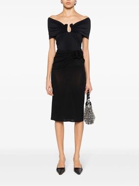 Magda Butrym Black Off-Shoulder Sweetheart Top
